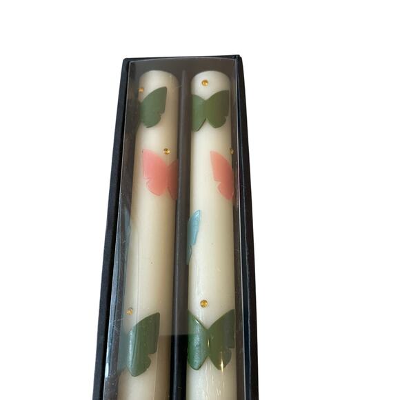 Brand New Mackenzie-Childs Butterfly Pastel Dinner Candles, Set of 2 - Picture 6 of 8